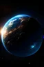 Placeholder: If rock n roll was a planet. View from outer space with a few bright stars with a cool glow around them and a cool glow around the planet. Picture in realism high definition style.