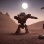 Placeholder: Armored Core machine robot fights another Armored Core fly in the sky in the desert with the ocean where you can see the space in the sky with the twilight on the horizon, 4k resolution