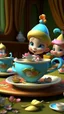 Placeholder: Unwrapping the magical tea cups, cartoon,3D