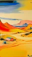 Placeholder: A light rosy orange colored desert near a Karoo painted by Wassily Kandinsky