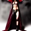 Placeholder: Ultra realistic, beautiful woman, long hair, 8-pack abs, black robe, evil, long nails, dark red and gold leather armour, magic, hung