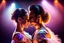 Placeholder: very beautiful a ballet male and female dancers couple in very pretty clothing dancing ,hyper realistic ,disco lights,very luxury dance stage ,with nice light sources and devices in stage, close up