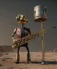 Placeholder: happy mechanoid person playing jazz with a steampunk theme, realistic