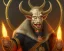 Placeholder: president Putin angry satan with horns fangs and tusk