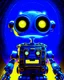 Placeholder: symmetry!! portrait of wall - e, sci - fi, tech wear, blue and yellow glowing lights!! intricate, elegant, highly detailed, digital painting, artstation, concept art, smooth, sharp focus, illustration