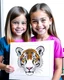 Placeholder: Check out a picture of two kids(4 years) showcasing their finished deer and tiger coloring page in a frame or as a gift for someone special. (style carton)