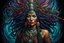 Placeholder: full body portrait painting of a female ayahuasca shaman with intricately detailed hair and facial features, traversing the multiverse of transformative and expanded consciousness, highly detailed in the surrealist style of Dan Mumford, sharply defined and detailed, 4k in dark moody natural colors