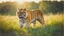 Placeholder: ((cheerful tiger, running, grassy field), sunny, bright, (golden hour lighting), soft focus, vibrant colors), polaroid, photograph, professional photograph, (high resolution, cinematic composition, telephoto lens)