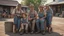 Placeholder: In a mesmerizing combination of brilliant and fading shades, photorealistic,an insanely detailed photographof a family gettogether of flimsy kentucky hill billy farmers in ragged overall and holed shoes, eating from a carbage bins outside a mcdonald restaurant 8k UHD