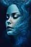 Placeholder: Woman face and neck blend with the beautiful of deep ocean environment . double layer