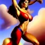 Placeholder: portrait of busty atletic young beautiful Superwoman horseriding Boris Vallejo styles