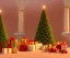 Placeholder: Christmas composition, geometry decoration on cream color background. 3d rendering