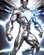 Placeholder: Gustavo Petro full body anthropomorphic 2d in superhero suit silver hyper-detailed full head full legs