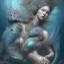 Placeholder: sango fantasy, fantasy magic, intricate, sharp focus, illustration, highly detailed, digital painting, concept art, matte, artgerm and paul lewin and kehinde wiley, masterpiece sexy lips Asian lady fish body mermaid turquoise space lady beach sea