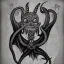 Placeholder: Vampire Bat with tentacles beard and grey skin and four arms as a Russian Orthodox