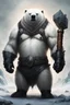 Placeholder: a huge monstruous polar bear with a massive hammer in his handsdress with a black leather armor with spikes on it