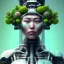 Placeholder: closeup portrait of biopunk asian female floral cyborg, cyberpunk face made of plants. By Piero della Francesca --ar 2:3 --test --creative