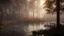 Placeholder: lake in a burning forest, sky View realistic, cyberpunk modern photorealistic, in the style of , Deviant art, sunlight, post-processing intricate details Octane elegant Unreal Engine cinematic fine details reflections