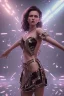 Placeholder: young, beautiful brunette with a perfect angry face, wearing black off shoulder dress, in a dance club, hands on her hips, sharp focus, emitting diodes, smoke, artillery, sparks, racks, system unit, motherboard, by pascal blanche rutkowski repin artstation hyperrealism painting concept art of detailed character design matte painting, 4 k resolution blade runner