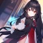 Placeholder: Clear focus, high resolution, black long fluffy hair, red eyes, wearing a cute outfit, kawaii