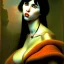 Placeholder: oil Portrait of Vampirella busty beautiful green sad eyes nose piercing by Jean Auguste Dominique Ingres 8k