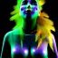 Placeholder: Sweet cyber woman, Rosalia artist, cold ambient, rain, fog, latex, cables, purpurin, black, gold, rings piercing, yellow, decorative color feathers, circuits, neon style, a lot of led lights, fog, rain, vibrant color, highly detailed, art stations, concept art, smooth, unreal engine 5, god rays, ray tracing, RTX, lumen lighting, ultra detail, volumetric lighting, 3d, finely drawn, high definition, high resolution.