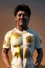 Placeholder: Ultra Realistic image, classic sculpture, white marble material, Maradona, gold sun crown, gold veins, gold ornaments, sun rays background, waist up portrait, epic, celestial, cinematic lighting, God lights, 4k resolution, smooth details, soft lighting, unreal engine 5, art station, substance 3d.