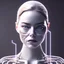 Placeholder: complex 3d render ultra detailed of a beautiful porcelain profile Emma stone Android face, cyborg, robotic parts, 150 mm, beautiful studio soft light, rim light, vibrant details, luxurious cyberpunk, lace, hyperrealistic, anatomical, facial muscles, cable electric wires, microchip, elegant, beautiful background, octane render, H.R. Giger style, 8k