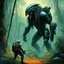 Placeholder: the predator is about to eat the soldier: (art by John Paul Leon and Zdzislaw Beksinski) in the jungle tactic squadron member trained to kill PREDATORS, helicopterus alien