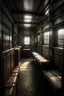 Placeholder: photo realistic depiction of a gulag prison transit train interior