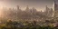 Placeholder: panoramic, photorealistic, futuristic urban garden skyline, cityscape, urban terraced gardens, flowers, plants, trees, sunset, detailed