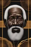 Placeholder: A face image of an enlightened old African man with white Beards and bar hair, dark background