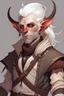 Placeholder: lowborn rogue male burnt tiefling white hair dnd