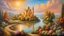 Placeholder: Heaven, a celestial realm of pure bliss. castle of gold, The river of wine, golden and sparkling, flowing with divine enchantment. The environment, ethereal clouds and radiant light. The mood, euphoric and content, a celebration of joy. The artistic medium, an oil painting, capturing the heavenly colors and textures. Inspired by the works of Botticelli, Michelangelo, and the Renaissance masters. Camera settings: Medium format, aperture f/4, ISO 200, film: color negative.