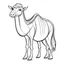 Placeholder: black and white drawing of cute camel outlined art bold, coloring book page for kids, simple classic cartoon style, 2D v4 q2