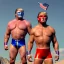 Placeholder: Realistic image of Donald trump wrestler, Mexican wrestling style, Mexican wrestling mask for eyes, red and blue breeches, glow us flag dress, suspenders, retro style, 80s, vibrant color, highly detailed, sky background, concept art, unreal engine 5, god rays, ray tracing, RTX, lumen lighting, ultra detail, volumetric lighting, 3d, finely drawn, high definition, high resolution.