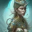 Placeholder: sango fantasy, fantasy magic, intricate, sharp focus, illustration, highly detailed, digital painting, concept art, matte, artgerm and paul lewin and kehinde wiley, masterpiece silver dragon head golden African nice breast Afo woman turquoise waves