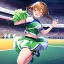 Placeholder: Clear focus,High resolution,High quality, An anime girl, cheerleader, jumping, sweating