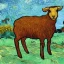 Placeholder: brown sheep in booby trap Van Gogh