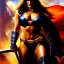 Placeholder: portrait oil on canvas,beautiful busty Female Warrior, minimal armor,comic book cover, mystical colors,insanely detailed,realistic,intrincate detail, 16k resolution, masterpiece,Simon Bisley,Frank Frazetta,Alex Horley,ARTHUR ADAMS