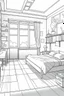 Placeholder: Outline art, house interior design, bedroom, no shading, no lines, cartoon style, --ar 9:11