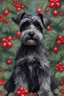 Placeholder: make a picture of a Christmas 3 just black color and same size schnauzer dogs by Monet