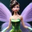 Placeholder: Tinker Bell fairy,detailed eyes, disturbed expression.intricate detaile,thnically accurate face, intricate head dress,intricate fairy dress, detailed hair, detailed feathers,fairy wings use dynamic palette, accurate proportions, high contrast black smokey bokeh background. korra character style.