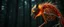 Placeholder: radiant Werewolf Skeleton with lotsa fluffy fur, motion blur background dark forest