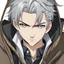 Placeholder: A stunningly detailed (((headshot portrait))), capturing the essence of a young man in his 20s with silver hair and piercing gray eyes, exuding a sense of confidence and protection, anime realism style