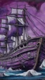 Placeholder: A purple undead pirate ship painted by Edvard Munch