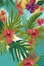 Placeholder: Create Lush botanicals in a hand-painted style, featuring a mix of tropical and traditional flowers. Imagine a riot of colors, with large palm leaves, hibiscus, and orchids intertwined on a mdf rectangular panel