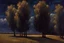 Placeholder: Trees, night, clouds, 2000's sci-fi movies influence, max liebermann impressionism painting