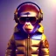 Placeholder: Monkey toddler, steampunk headphone, sunglass, gangsta neckless, full body, yellow puffer jacket, tokio background, dramatic lighting, hyper realistic, unreal engine 5, 16k