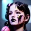 Placeholder: Front face, eyeliner, Rosalía artist, sweet, pigtails hair, black, gold, pink, geisha, led lights, fog, rain, latex, vibrant color, highly detailed, art stations, concept art, smooth, unreal engine 5, god rays, ray tracing, RTX, lumen lighting, ultra detail, volumetric lighting, 3d, finely drawn, high definition, high resolution.